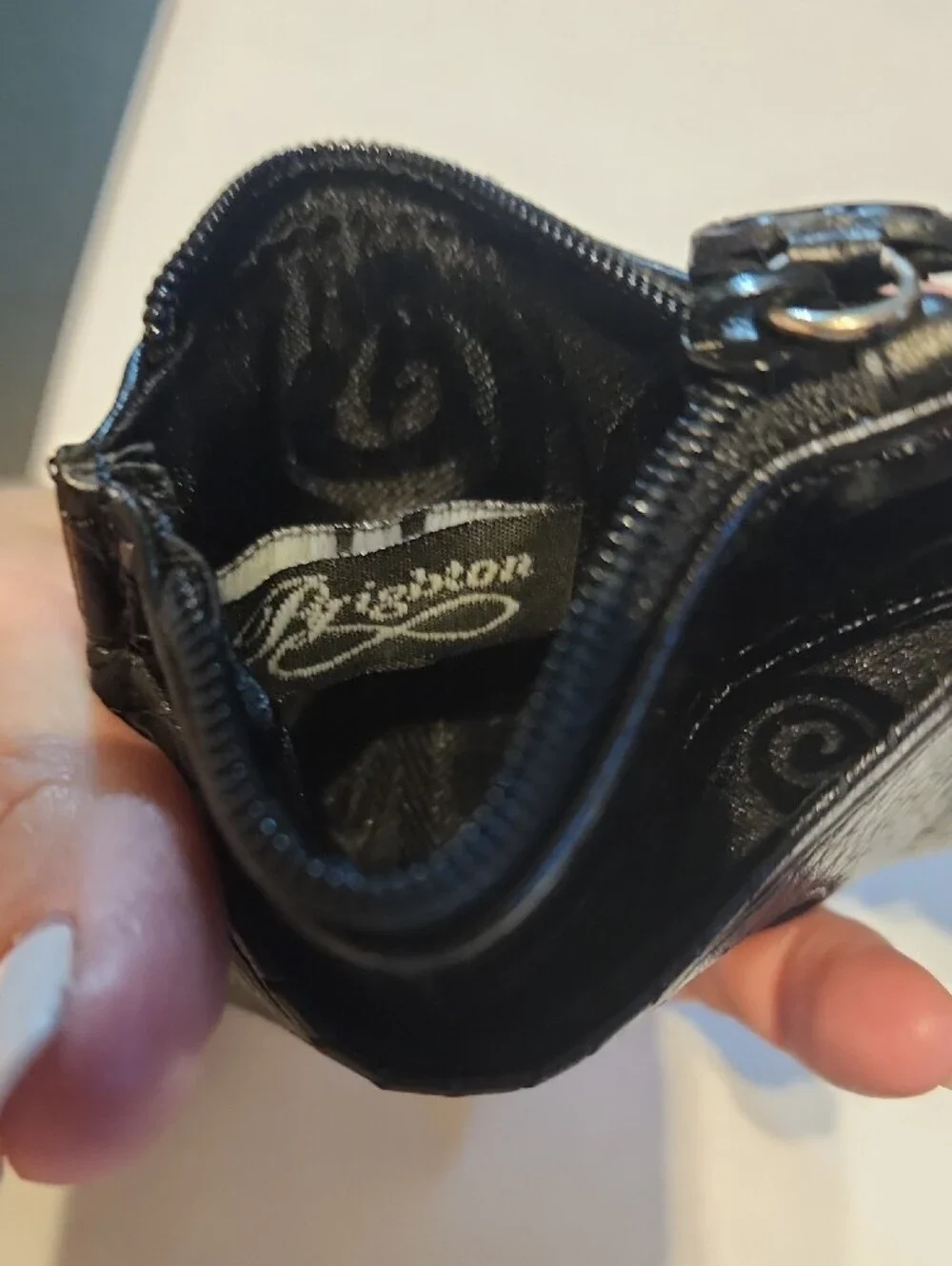 Brighton Black Leather Heart Window Card Holder